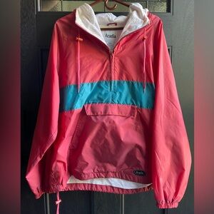 Acadia Vintage Red and White Windbreaker Jacket